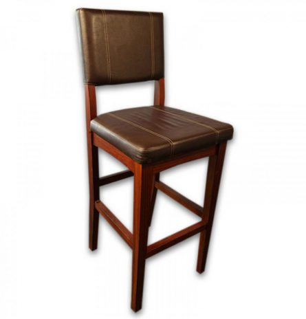 Leather Highback Wooden Stool