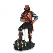 Pirate Statue with Whiskey Barrel