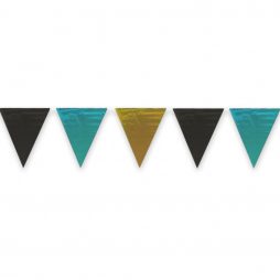 Pennant Banner Metallic Black Teal and Gold