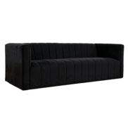 Black Velvet Channel Tufted Sofa