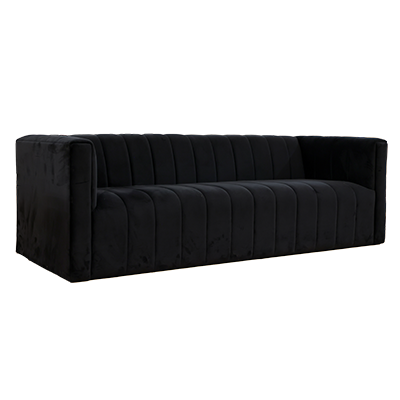 Black Velvet Channel Tufted Sofa