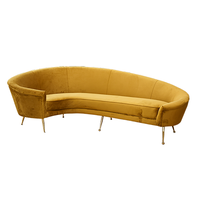 Curved Velvet Gold Sofa