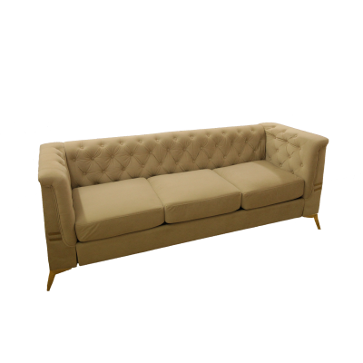 Velvet Beige Tufted Sofa